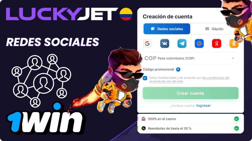 Lucky Jet Registro redes Sociales